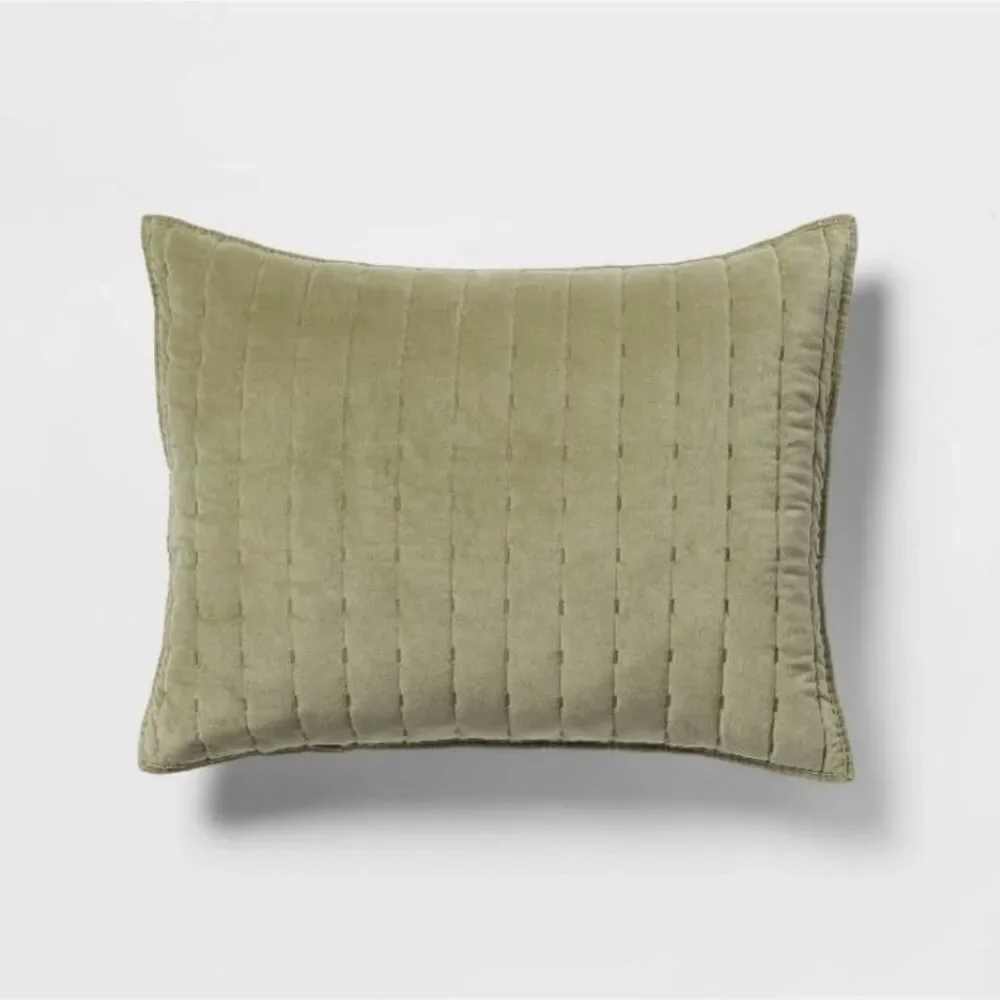 Threshold Channel Stitched Velvet Quilted Bed Pillow Shams